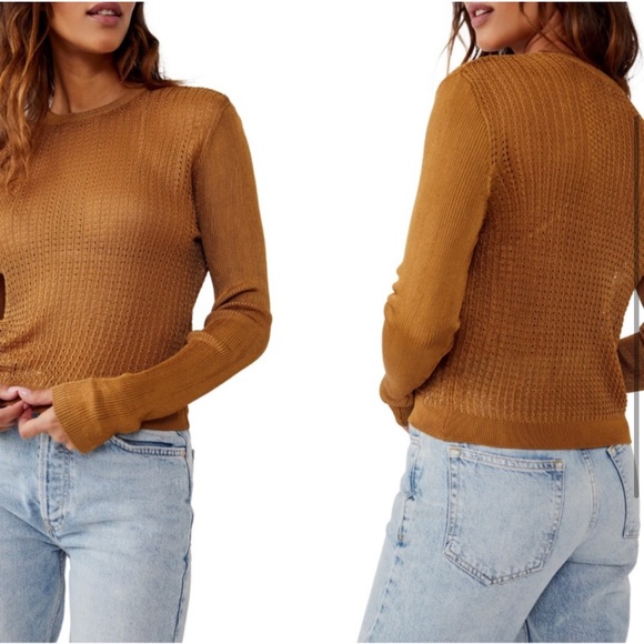 FREE PEOPLE NWT H2O Crew Pullover Tiger Eye - Picture 5 of 6